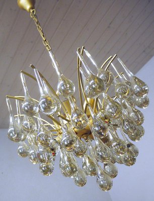 German Teardrop Chandelier in Murano Glass and Brass from Palwa, 1970s-DEK-932423