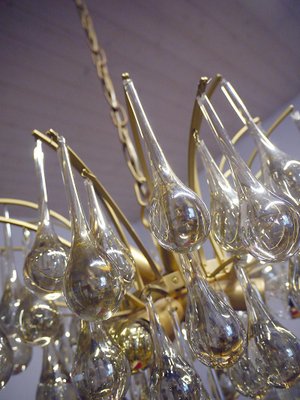 German Teardrop Chandelier in Murano Glass and Brass from Palwa, 1970s-DEK-932423