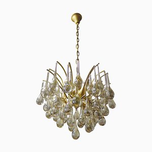 German Teardrop Chandelier in Murano Glass and Brass from Palwa, 1970s-DEK-932423