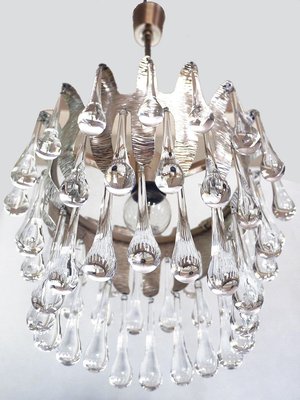 German Teardrop Chandelier in Murano Glass and Silver Brass from Palwa, 1970s-DEK-932425