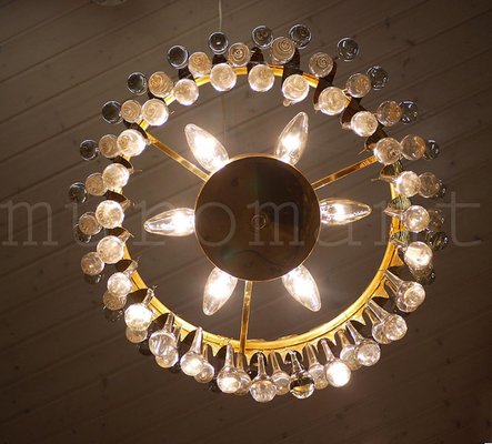 German Teardrop Chandelier in Murano Glass & Gilt-Brass from Palwa, 1970s-DEK-932426