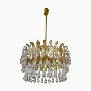 German Teardrop Chandelier in Murano Glass & Gilt-Brass from Palwa, 1970s-DEK-932426