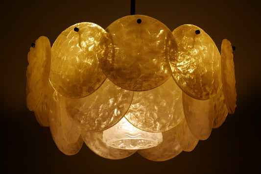 German Textured Acrylic Disc Ceiling Lamp, 1960s