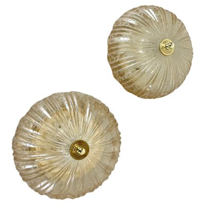 German Textured Amber Glass Wall Lights, 1970s, Set of 2-QZ-1819701