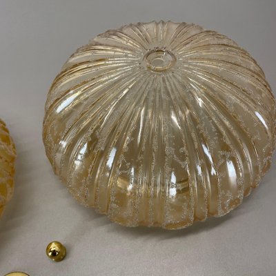 German Textured Amber Glass Wall Lights, 1970s, Set of 2-QZ-1819701