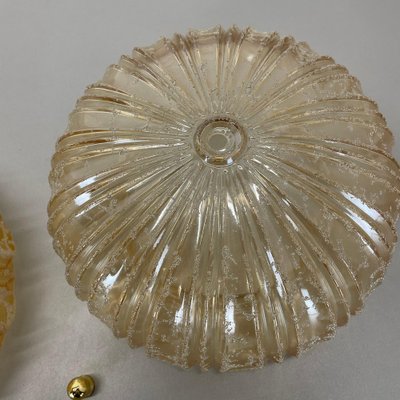 German Textured Amber Glass Wall Lights, 1970s, Set of 2-QZ-1819701