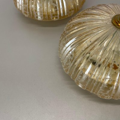 German Textured Amber Glass Wall Lights, 1970s, Set of 2-QZ-1819701