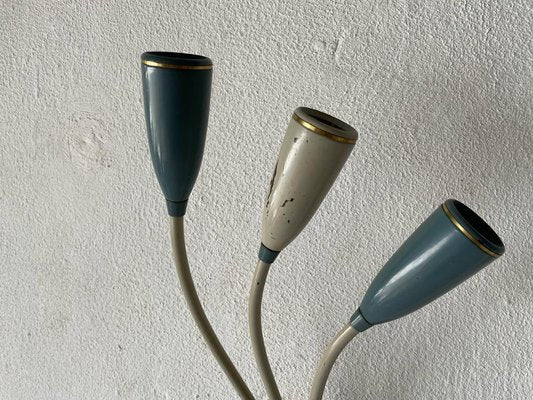 German Three-Headed Sputnik Sconces in Blue and White Metal, 1950s-RDS-1416238