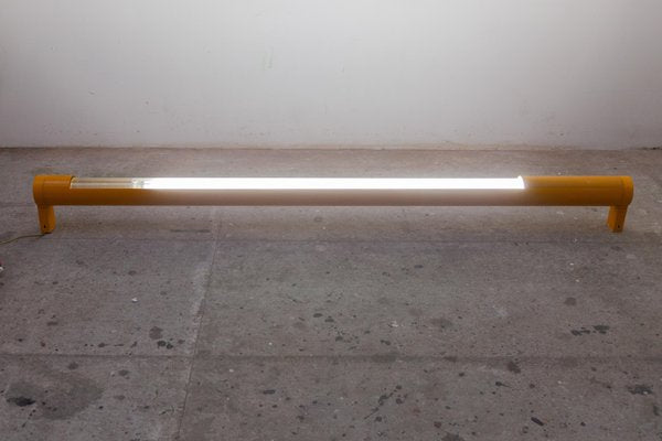 German Tube Wall Lamp in Yellow Metal and Fluorescent by Anders Pehrson, 1970s-KL-1293741