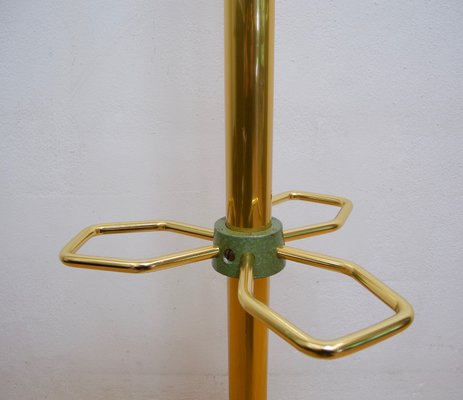 German Tubular Steel and Brass Crackle Finish Coat Rack with Umbrella Rack, 1950s-FFL-655135