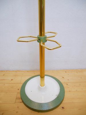 German Tubular Steel and Brass Crackle Finish Coat Rack with Umbrella Rack, 1950s-FFL-655135