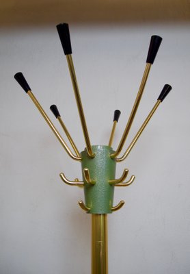 German Tubular Steel and Brass Crackle Finish Coat Rack with Umbrella Rack, 1950s-FFL-655135