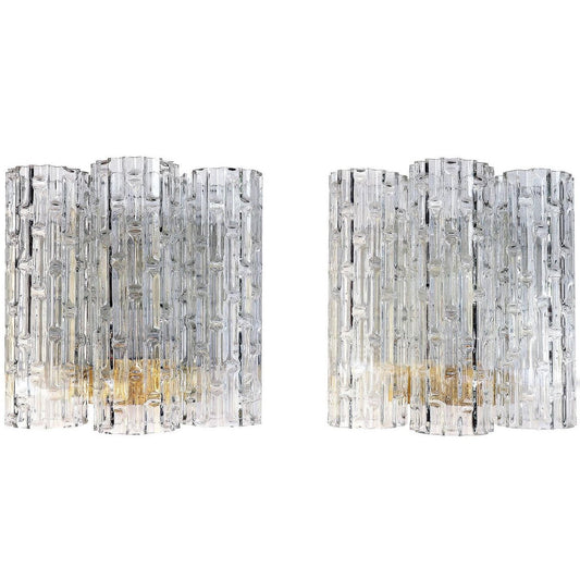 German Wall Sconces with Murano Glass Tubes from Doria, 1960s, Set of 2