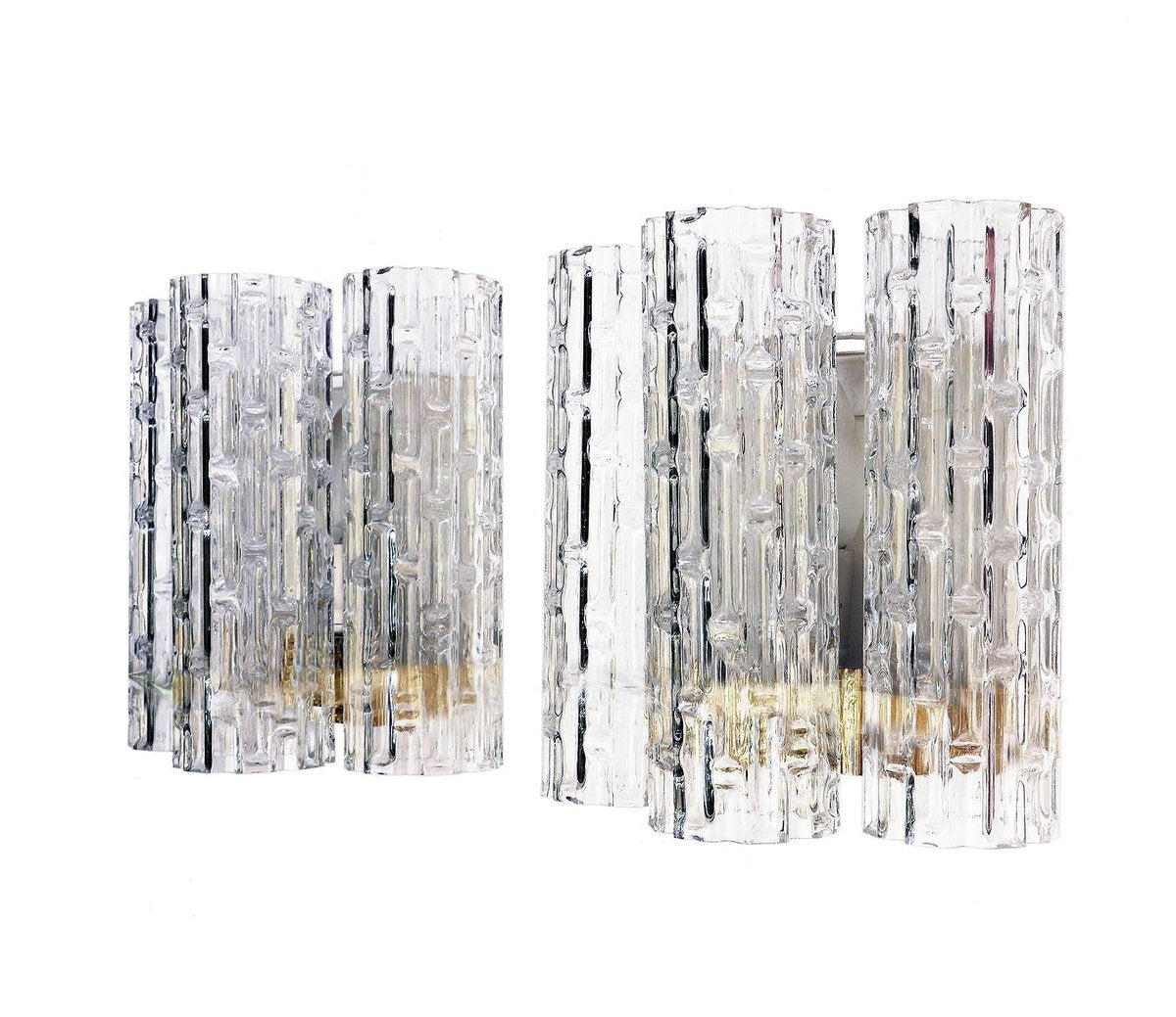 German Wall Sconces with Murano Glass Tubes from Doria, 1960s, Set of 2