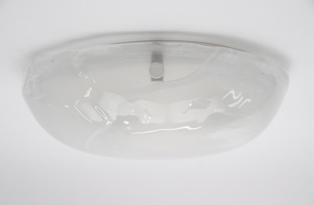 German White and Gold Murano Glass Flush Mount from Hillebrand Lighting, 1960s-KQB-1737095