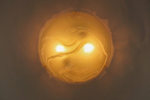 German White and Gold Murano Glass Flush Mount from Hillebrand Lighting, 1960s-KQB-1737095