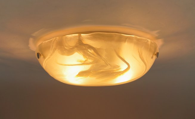 German White and Gold Murano Glass Flush Mount from Hillebrand Lighting, 1960s-KQB-1737095