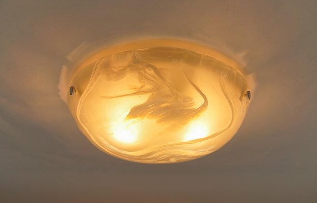 German White and Gold Murano Glass Flush Mount from Hillebrand Lighting, 1960s-KQB-1737095