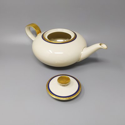 German White, Blue and Gold Porcelain Tea Set/Coffee Set, 1950s, Set of 11-QGR-963822