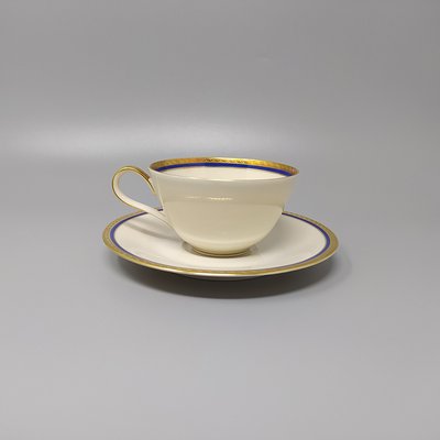 German White, Blue and Gold Porcelain Tea Set/Coffee Set, 1950s, Set of 11-QGR-963822