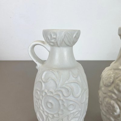 German White Floral Fat Lava Op Art Pottery Vase from BAY Ceramics, Set of 2-QZ-1257935