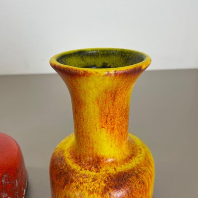 German Yellow-Red Fat Lava Pottery Vases from Jasba, 1970s, Set of 2-QZ-1161695