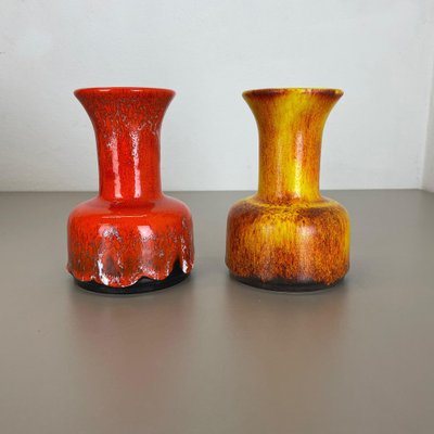 German Yellow-Red Fat Lava Pottery Vases from Jasba, 1970s, Set of 2-QZ-1161695