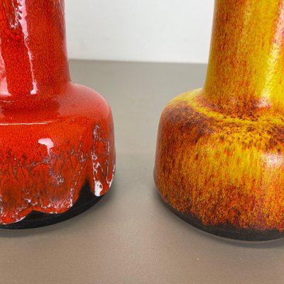 German Yellow-Red Fat Lava Pottery Vases from Jasba, 1970s, Set of 2-QZ-1161695