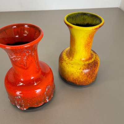 German Yellow-Red Fat Lava Pottery Vases from Jasba, 1970s, Set of 2-QZ-1161695