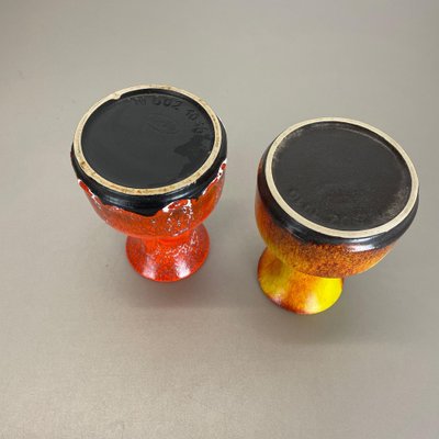 German Yellow-Red Fat Lava Pottery Vases from Jasba, 1970s, Set of 2-QZ-1161695