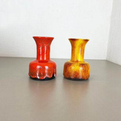 German Yellow-Red Fat Lava Pottery Vases from Jasba, 1970s, Set of 2-QZ-1161695