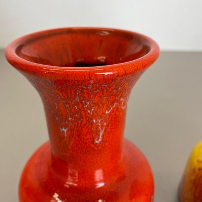 German Yellow-Red Fat Lava Pottery Vases from Jasba, 1970s, Set of 2-QZ-1161695