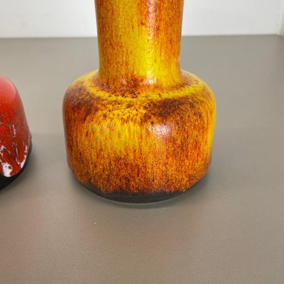 German Yellow-Red Fat Lava Pottery Vases from Jasba, 1970s, Set of 2-QZ-1161695