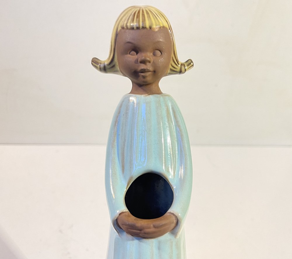 Germany Flower Girl Vase in Blue Glaze from W. Goebel, 1968