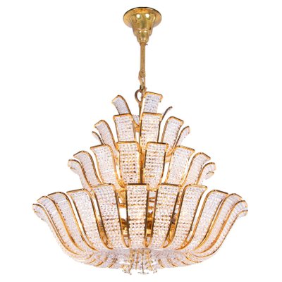 Germany Hollywood Regency Crystal & Gilt Brass Chandelier from Palwa, 1960s-DEK-990230