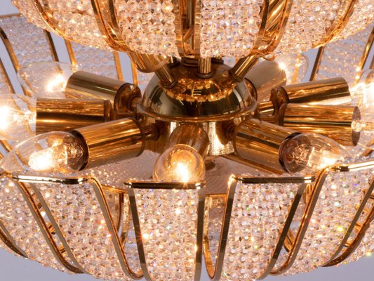 Germany Hollywood Regency Crystal & Gilt Brass Chandelier from Palwa, 1960s-DEK-990230