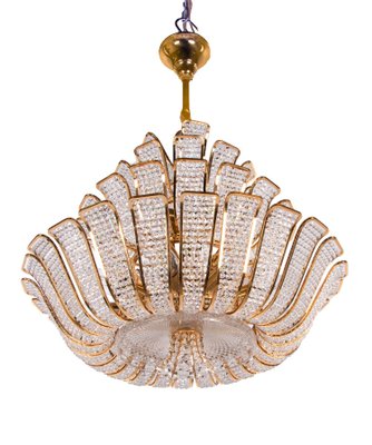 Germany Hollywood Regency Crystal & Gilt Brass Chandelier from Palwa, 1960s-DEK-990230