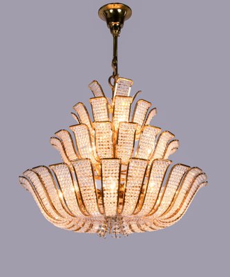 Germany Hollywood Regency Crystal & Gilt Brass Chandelier from Palwa, 1960s-DEK-990230