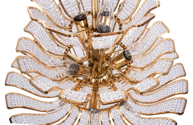 Germany Hollywood Regency Crystal & Gilt Brass Chandelier from Palwa, 1960s-DEK-990230