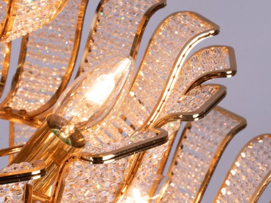 Germany Hollywood Regency Crystal & Gilt Brass Chandelier from Palwa, 1960s-DEK-990230