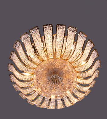 Germany Hollywood Regency Crystal & Gilt Brass Chandelier from Palwa, 1960s-DEK-990230