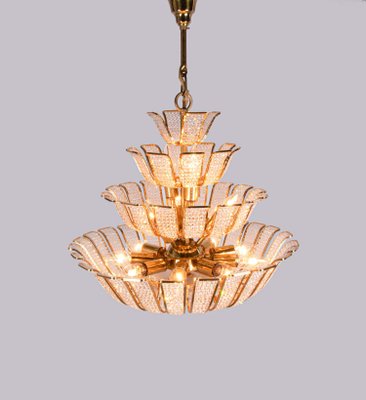 Germany Hollywood Regency Crystal & Gilt Brass Chandelier from Palwa, 1960s-DEK-990230