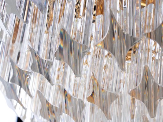 Germany Palwa Chandelier in Crystal Prism & Gilt Brass, 1960s-DEK-932415