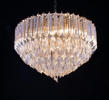 Germany Palwa Chandelier in Crystal Prism & Gilt Brass, 1960s-DEK-932415