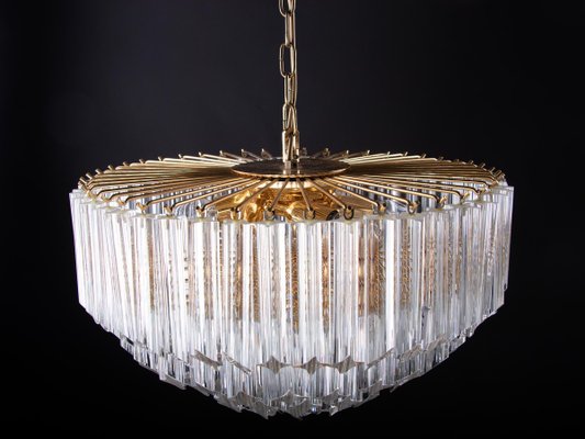 Germany Palwa Chandelier in Crystal Prism & Gilt Brass, 1960s-DEK-932415