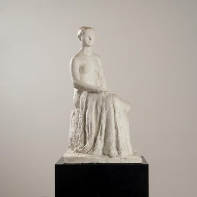 Gertrude Bret, Seated Woman, 1900s, Plaster Sculpture-VJZ-1185333