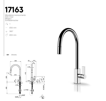 Technical Drawing - Gessi 17163
