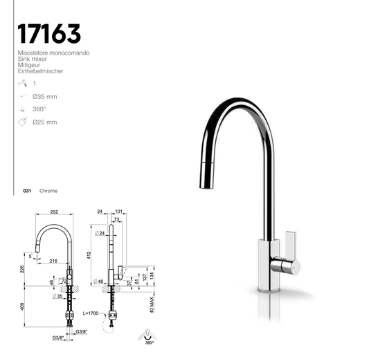 Technical Drawing - Gessi 17163