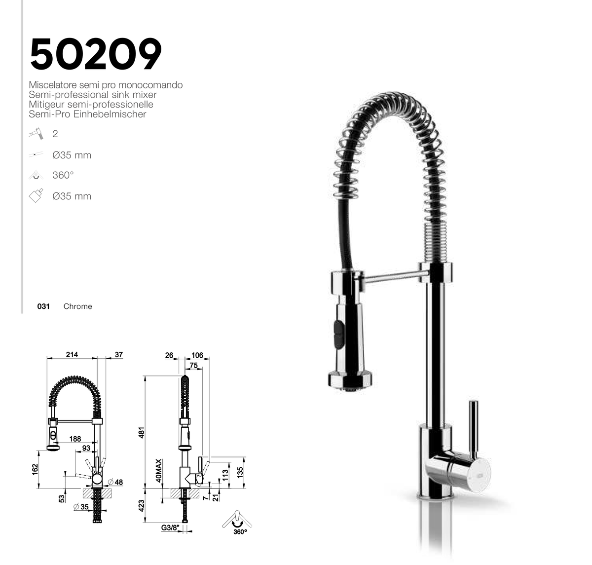 Technical Drawing - Gessi 50209