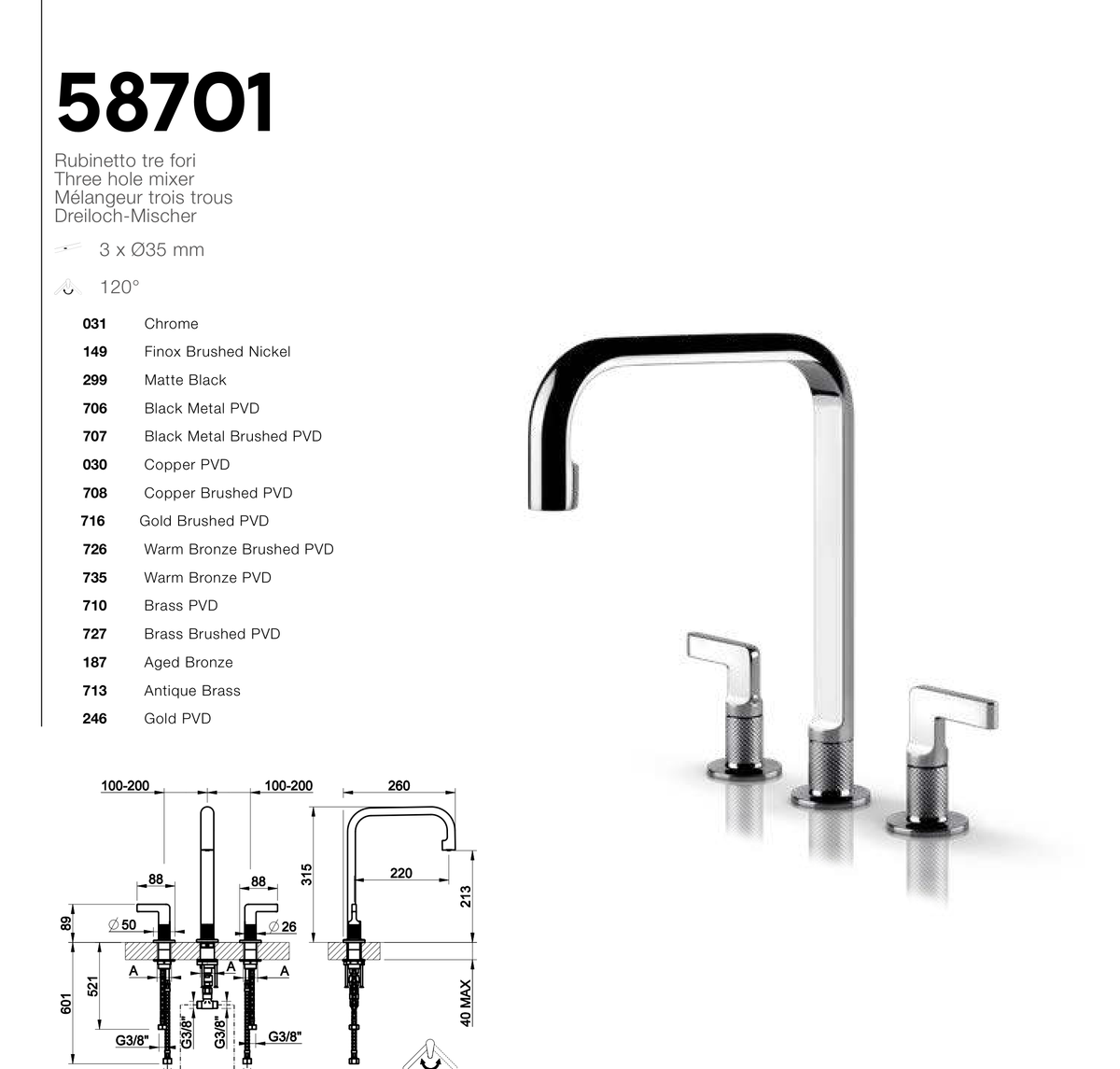 Technical Drawing - Gessi 58701